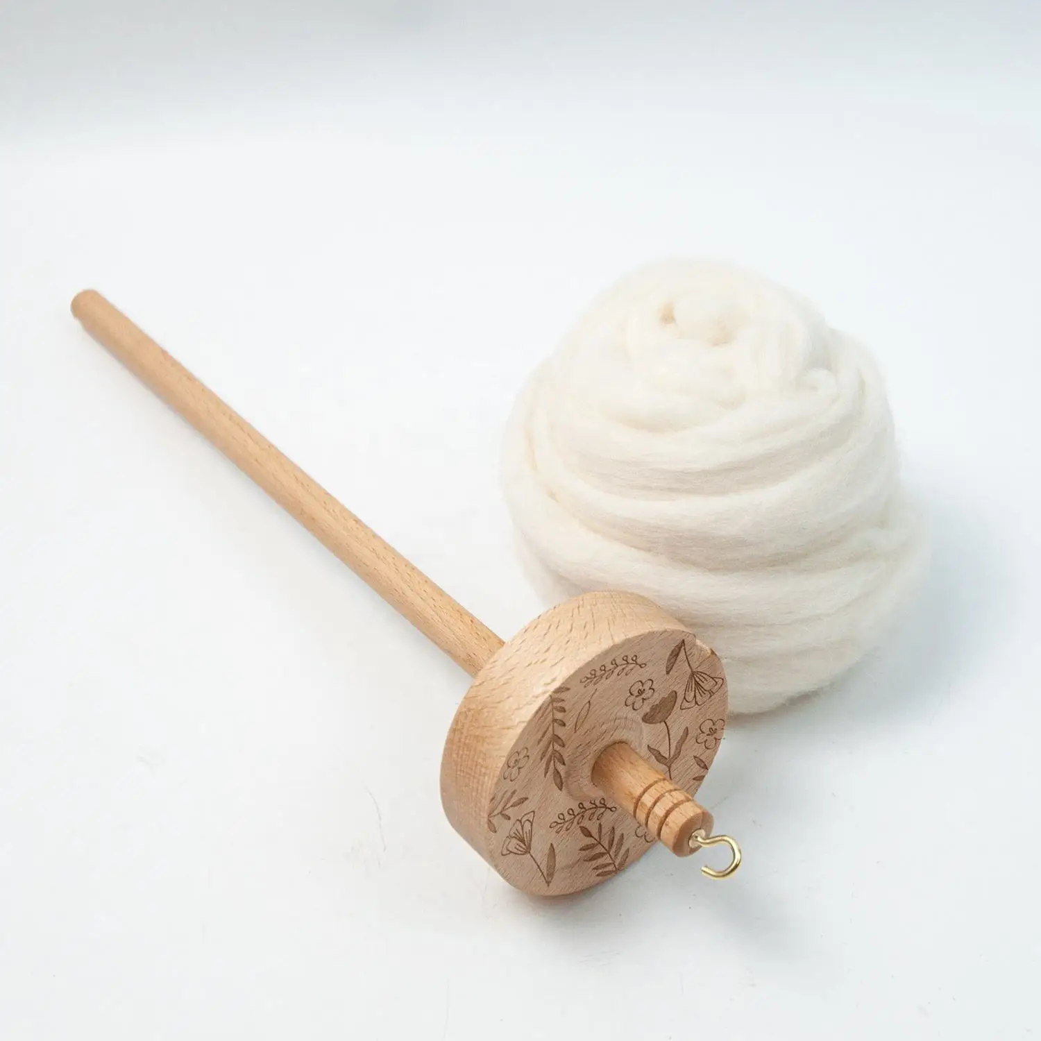 Beginners Sewing Knitting Tool DIY Yarn Wooden Whorl Drop Spindle with Wools Spinning