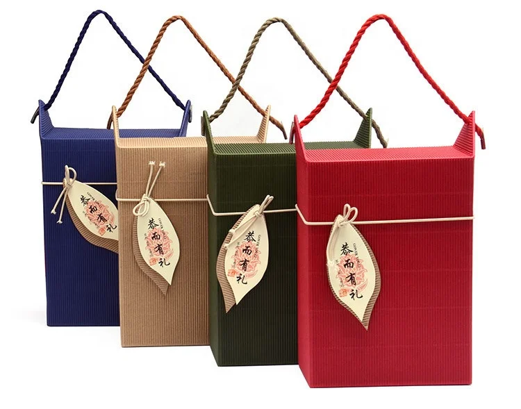 Wholesale high quality custom tea folding corrugated packaging box with rope