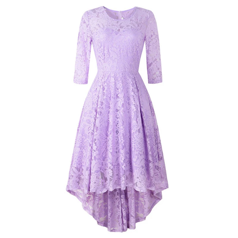 Factory custom fashion 4/3 sleeve spring  summer lace irregular long dresses women