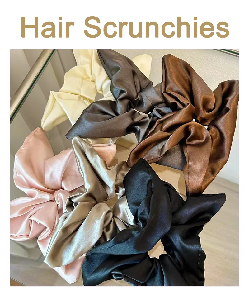 Korea Silky Satin Square Scarf Large Intestine Hair Bands Vintage Simple Temperament Hair Bands