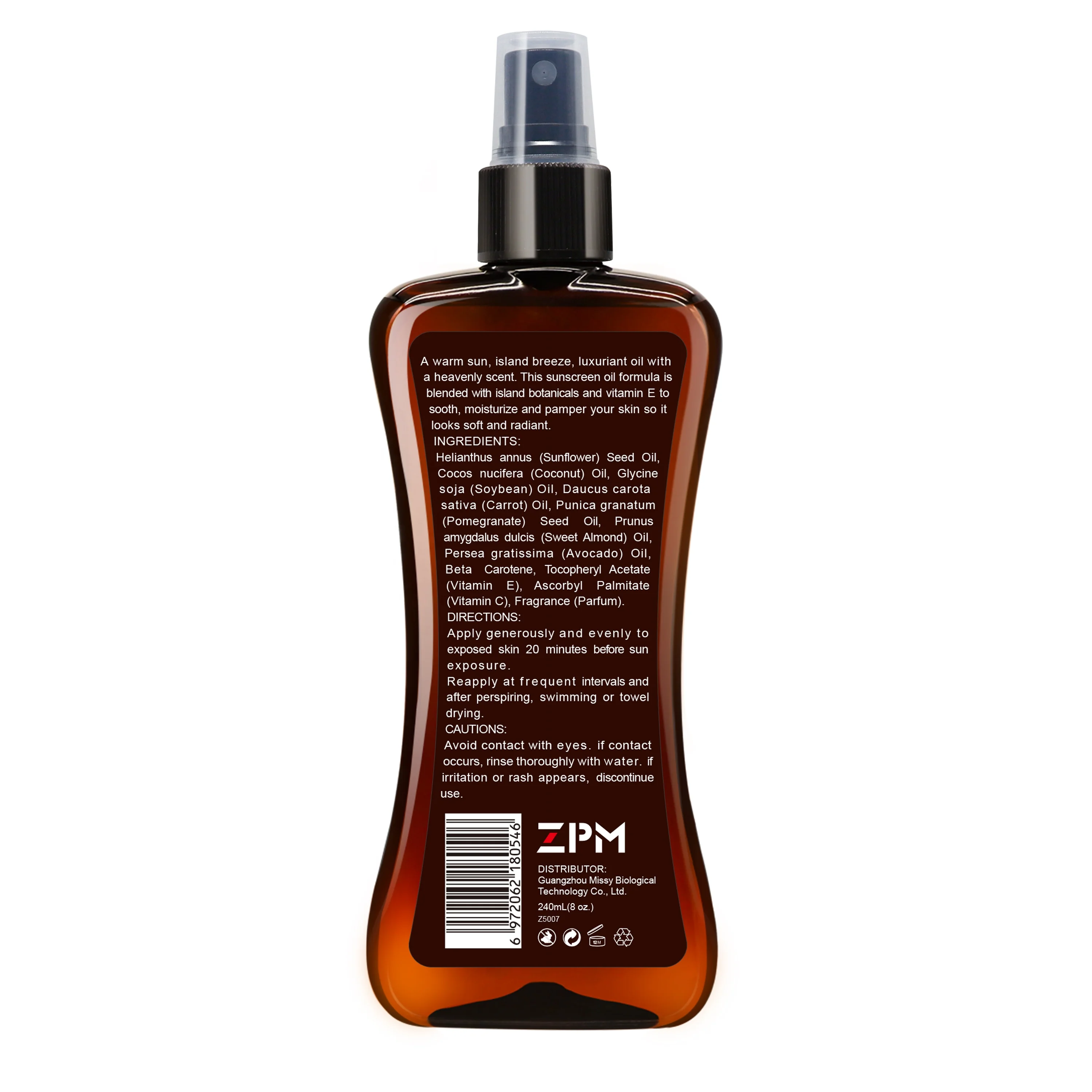 ZPM OEM/ODM Natural Tanning Oil Sun Tan Oil Dark Carrot Sunbed Oil