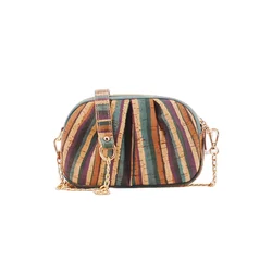 High Quality Gold Metal Chain Natural Cork Shoulder Bag Eco-friendly Cork Crossbody Bags for Girl