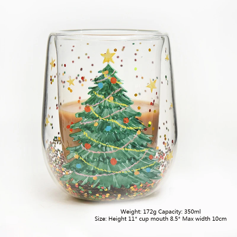 Новая чашка для рождественской елки термостойкая и не Горячая двухслойная с плавными блестками мультяшная Рождественская елка