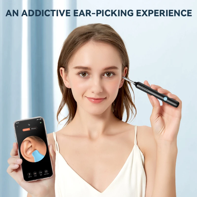 N3 PRO Waterproof Ear Wax Cleaner Removal Tool Otoscope 5MP Ear Endoscope Camera with 6 Ear Spoons
