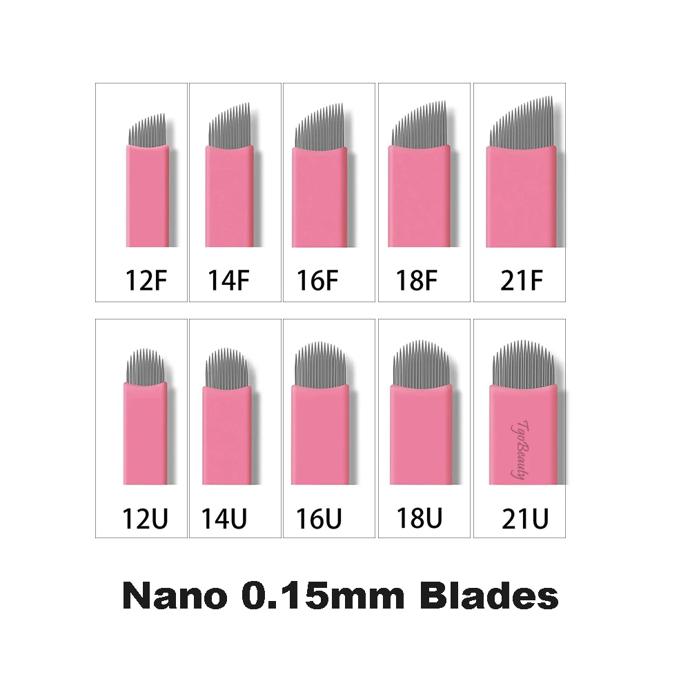 Hot Sale 0.15mm Nano Micro Blades Needles Pink Disposable Microblading Cejas Permanent Makeup Embroidery for Tattoo Manual Pen