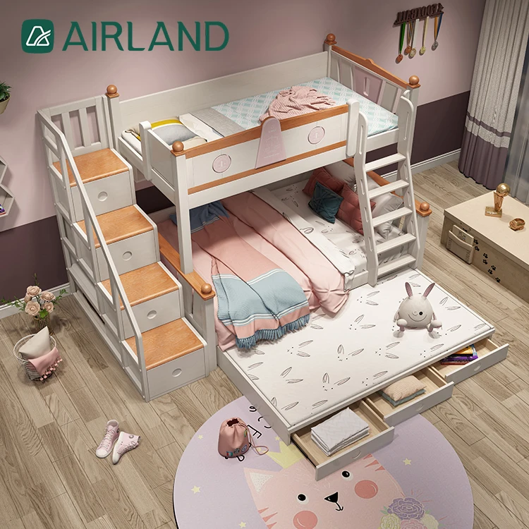 Airland Double Kid Furniture Bunk Bed With Stairs And Drawers