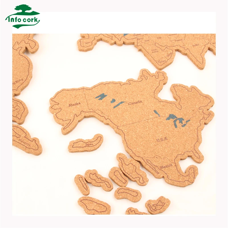 Split joint, patchwork Cork Map bulletin Board Self Adhesive Backing cork boark for wall bulletin, 5mm thick x 900mm x 410mm