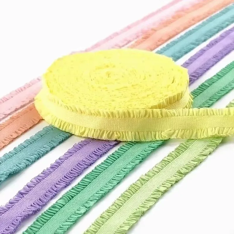 Meetee AP126 13mm Elastic Band Clothes Pleated Ribbon Ethnic Style Lace Webbing DIY Sewing Decorative Fabric Accessories