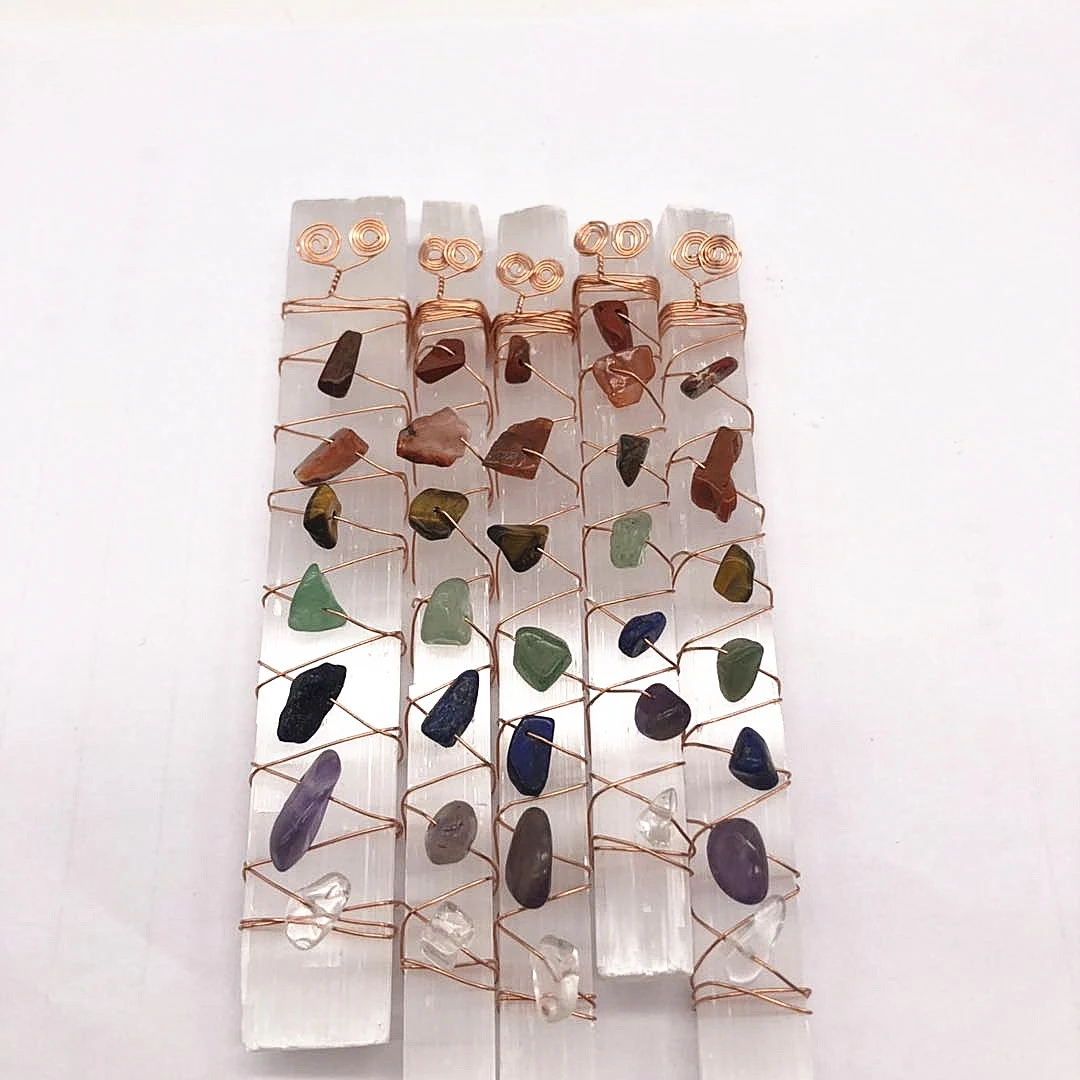Natural Crystal Gravel binding Seven Chakra Healing stone Raw Selenite Sticks