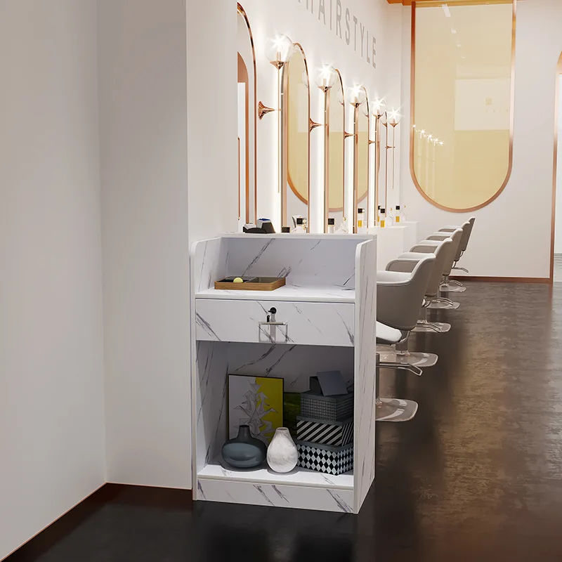 Retail store custom small high quality white modern front desk cash register counter