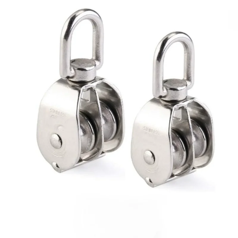 304 Stainless Steel Heavy Duty Pulley Double Wheel for Lifting Rope