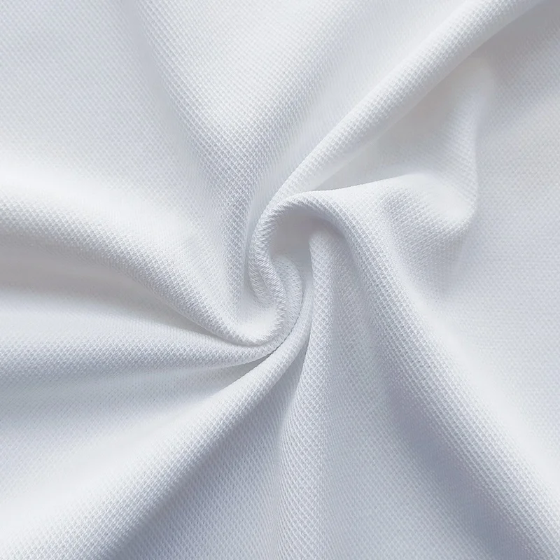 Moisture Wicking Polyester Elastane White Pique Fabric for Polo Shirt Men T-shirt