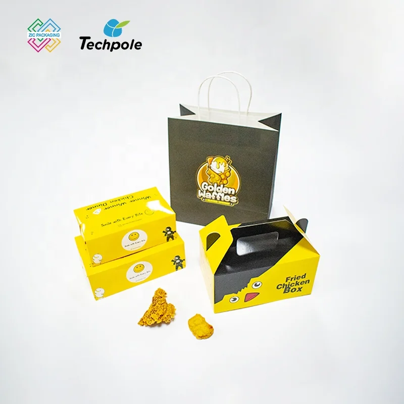 Custom Roast Chicken Burger Fries Packaging Fast Food Paper Box Takeaway Korean Fried Chicken Nugget Disposable Packaging Boxes