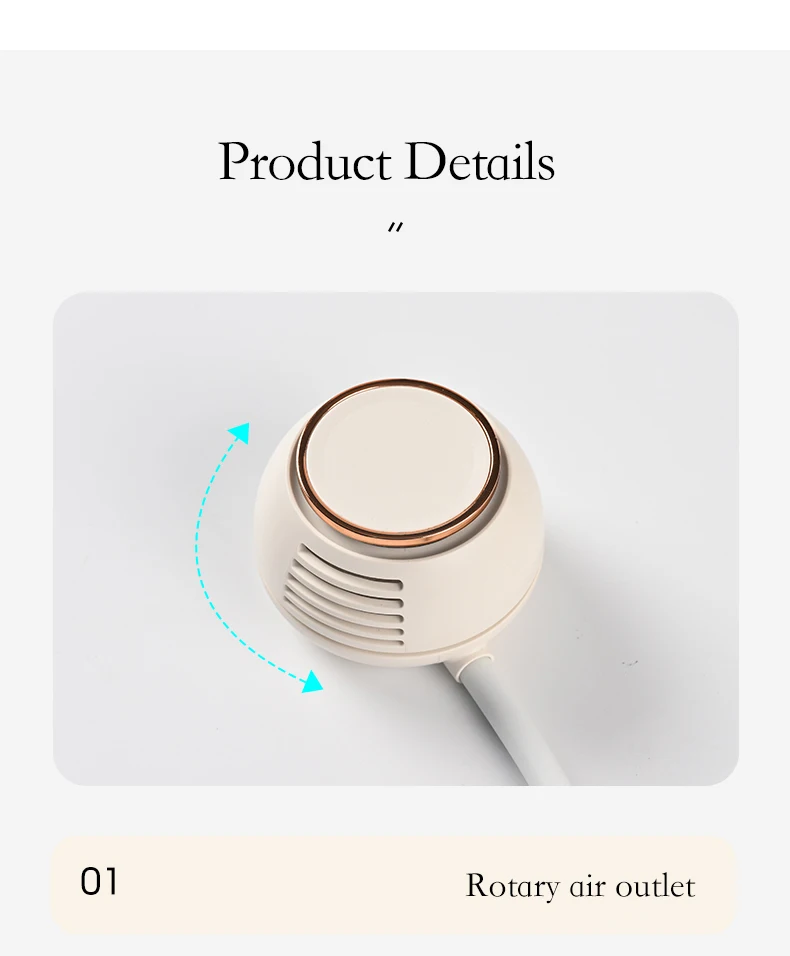 2023 Newest air cooling USB rechargeable fashion soport mini personal portable hanging bladeless 1200mAh battery cooler neck fan