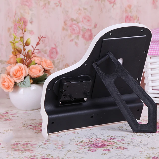 
Creative 5 inch photo frame love piano heart shaped alarm clock multifunction photo frame birthday gift desktop decoration craft 