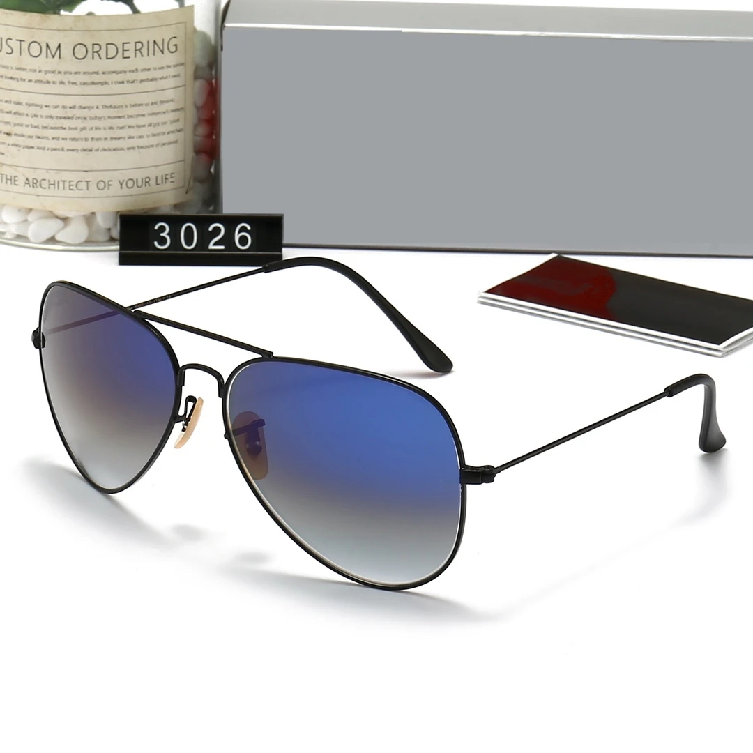 Custom Glass Lens 3026 62mm Metal Fashion Glasses Aviation Eyewear Shades Luxury Brand Designer Sunglasses for Men and Women