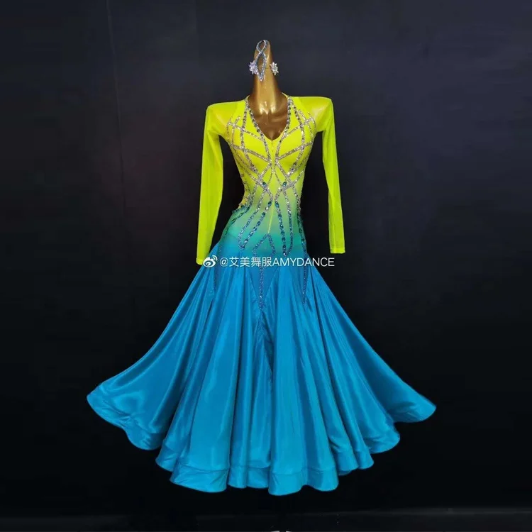 
Tailor made high quality competition ballroom dance wear women adult ballroom dance dress 