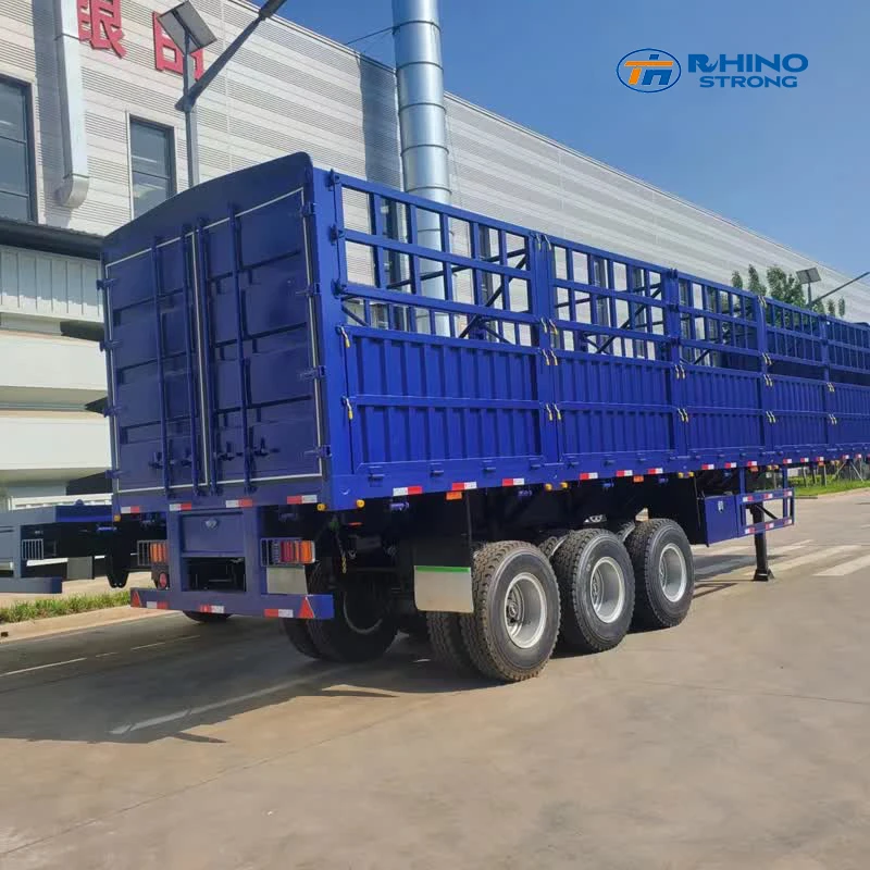 Fence Drop Side Board Sidewall Trailer with Enclosed Pickup Side Wall Cargo Transport Truck Container Semi Trailer 3 Axle 4