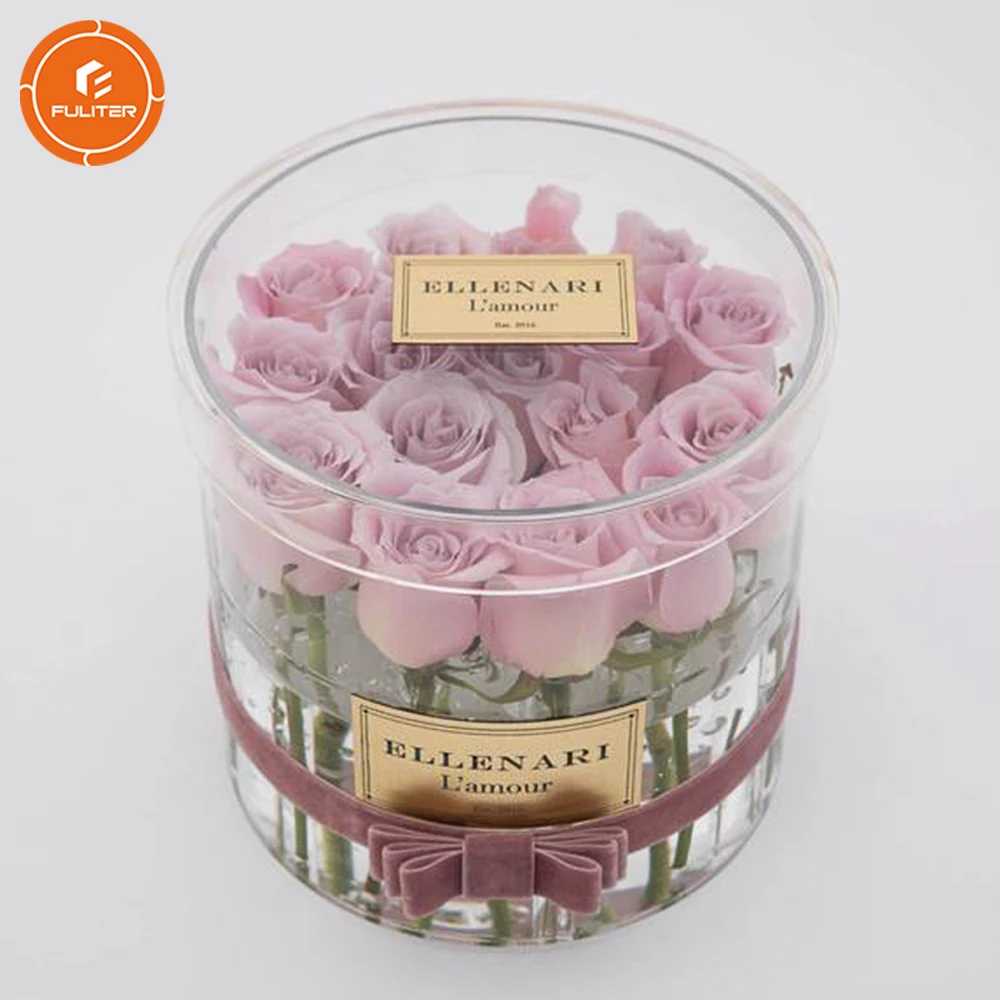 Wholesale Wedding Storage Luxury Preserved Gift Acrylic Transparent Flower Box Square