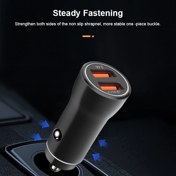 universal car charger 2 usb 12v 24v qc30 3.1a 2.4a car usb fast charger