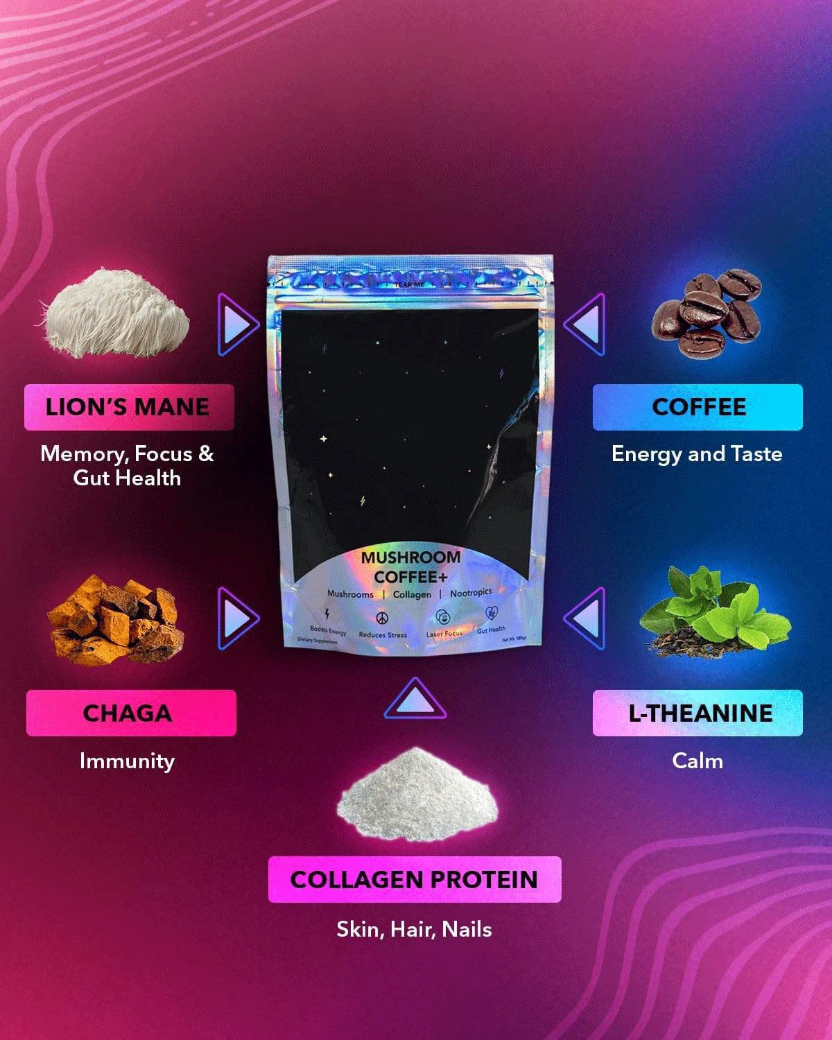 OEM Everyday Dose Instant Mushroom Coffee collagen extract mushroom coffee Bitter Wholesale mushroom coffee everyday dose