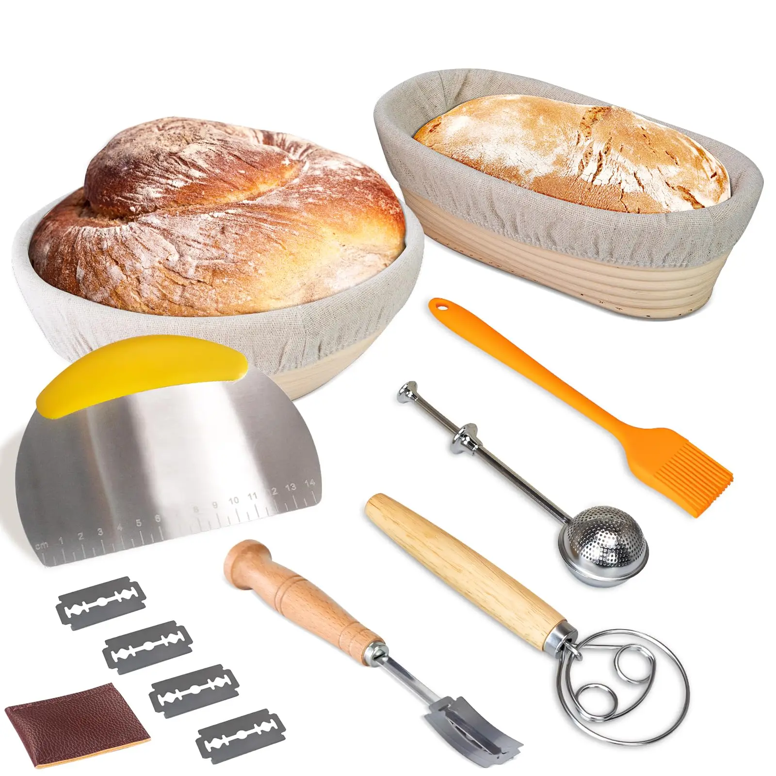 Complete Cake Baking Set Bakery Tools Biscuit Mold Press Benneton Bread Proofing Basket with Liner Bakeware flour Proofing