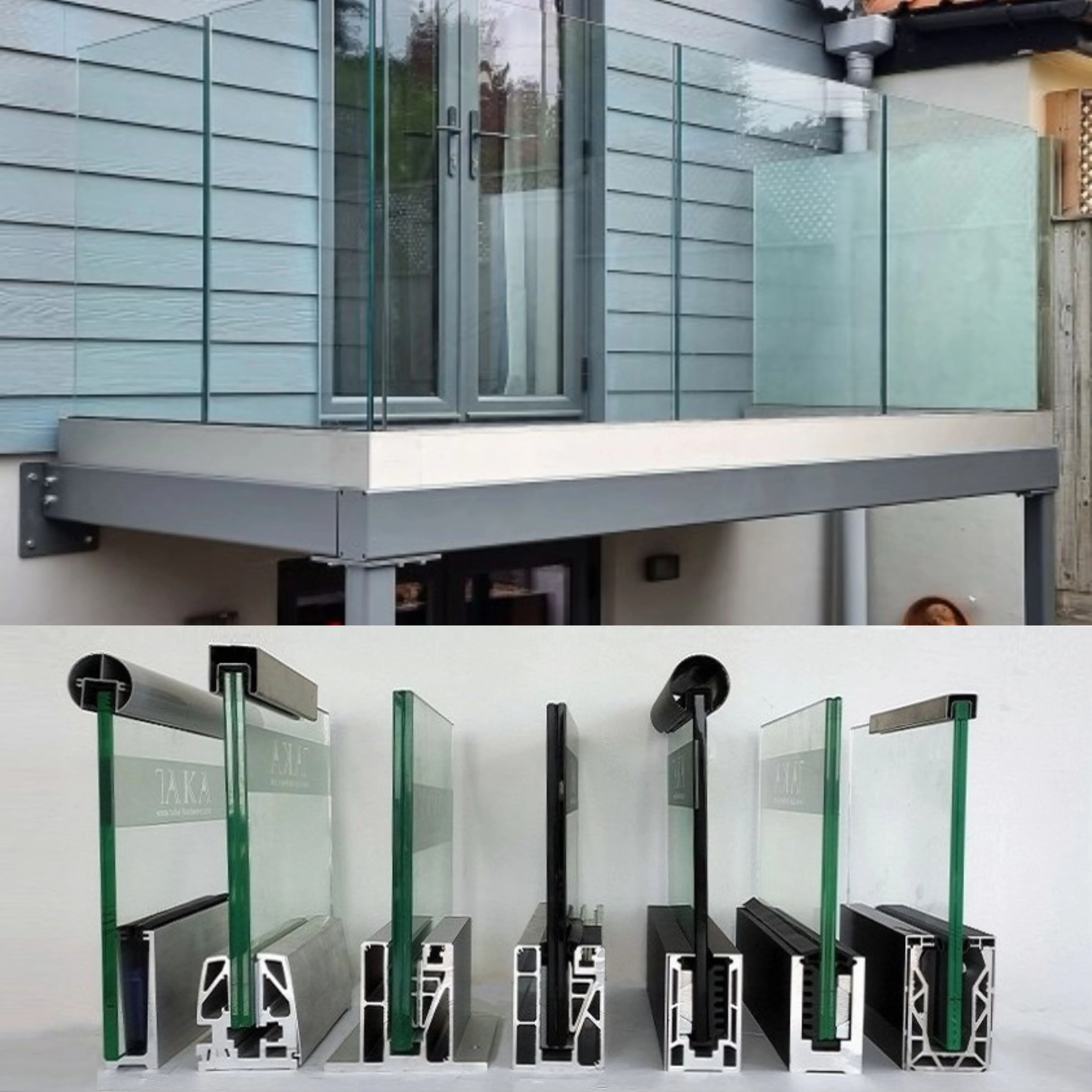 Great Aluminum U Base Railing System Tempered Glass Support Bracket With LED Strip