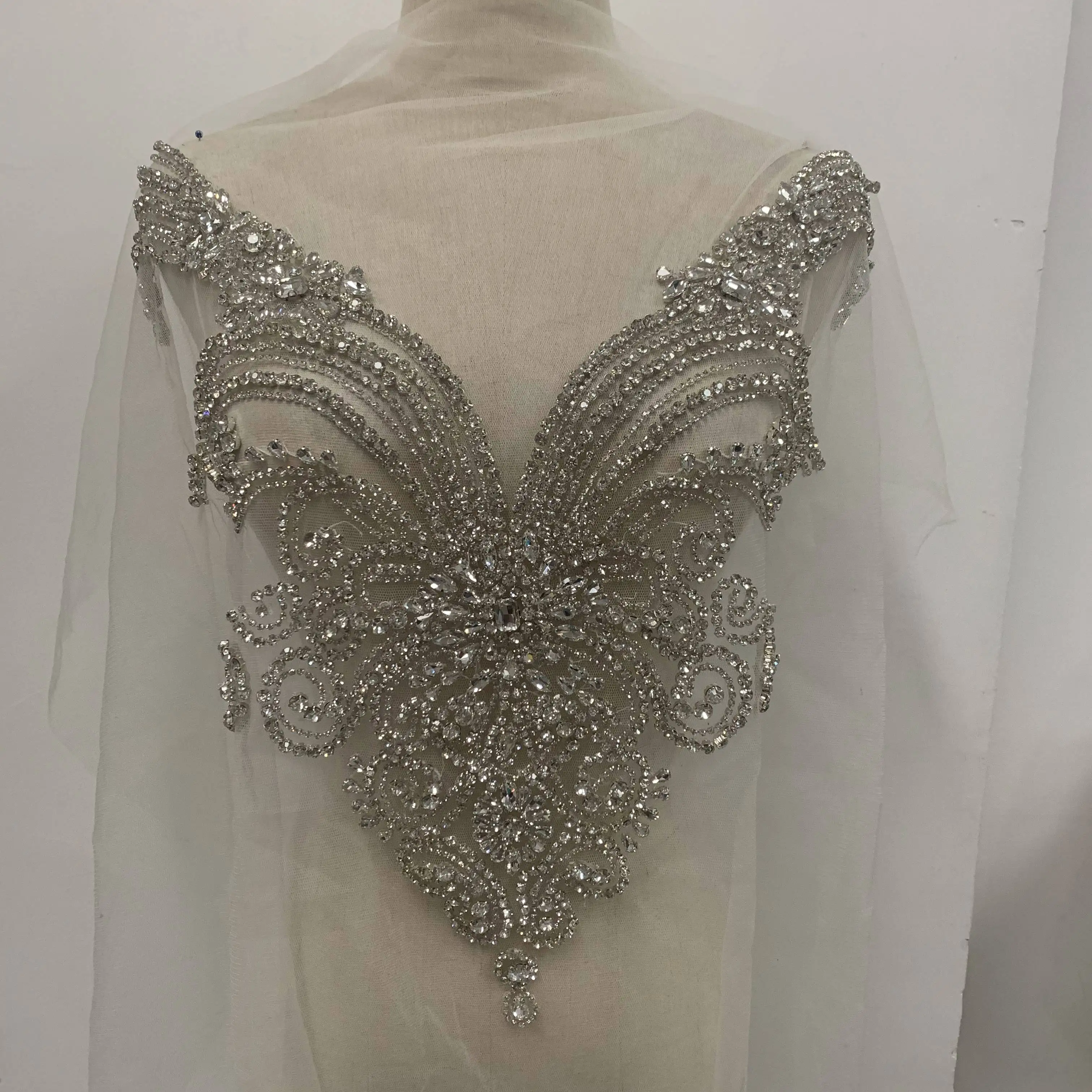 Crystal Bodice Applique Wedding Dress Applique  Evening Dress Applique
