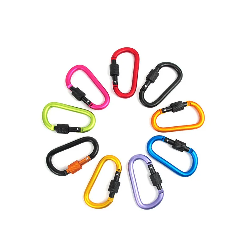colored metal aluminum d shaped carabiner hook clip snap carabiner keychain