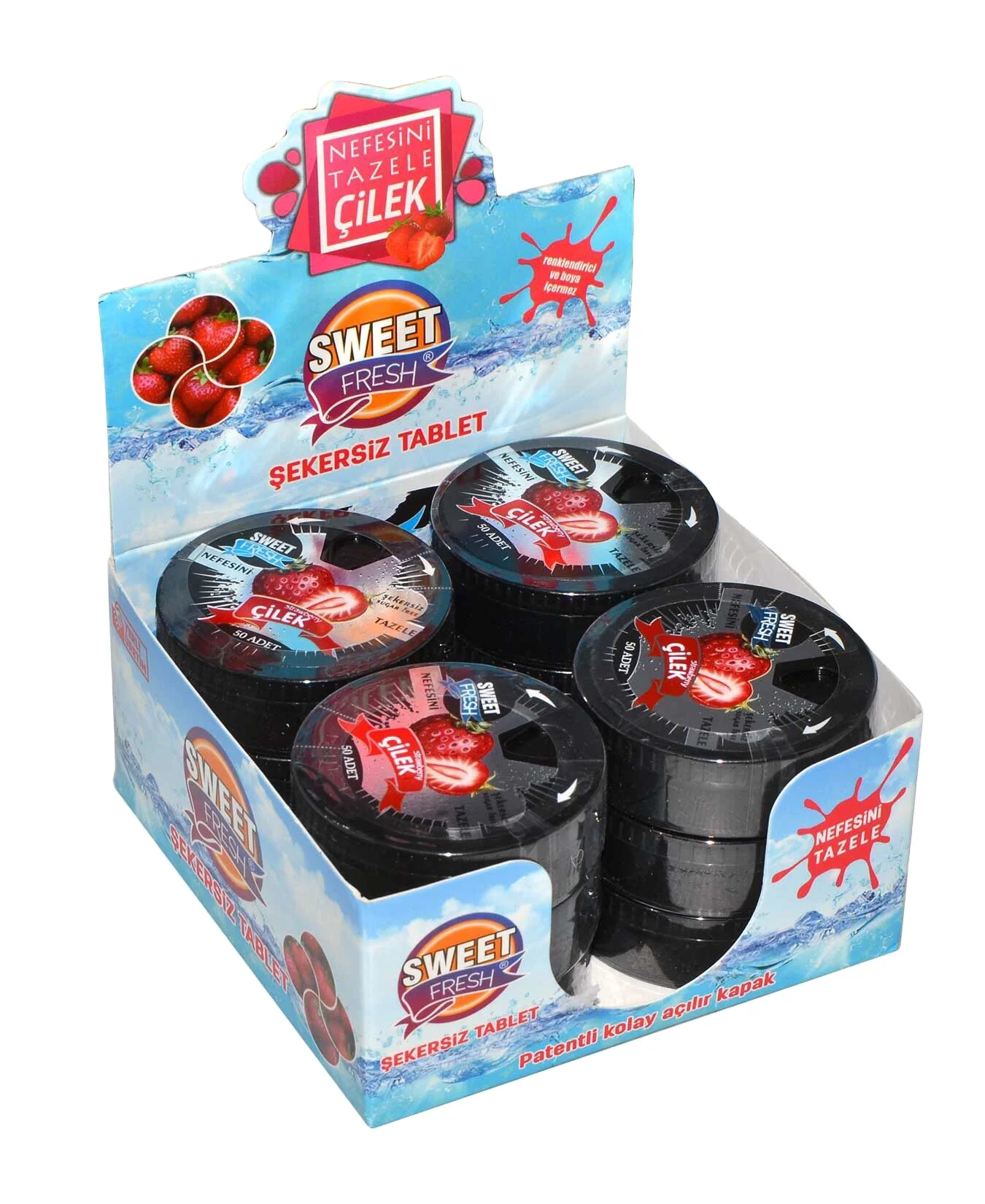 Super Sugarfree tablet sweet fresh removing bad breath sweetener tasty nice flavored Strawberry