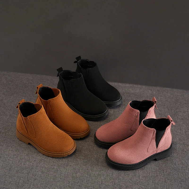 
2019 winter PU leather sleeve simier waterproof pink baby girl kids ankle snow boots 