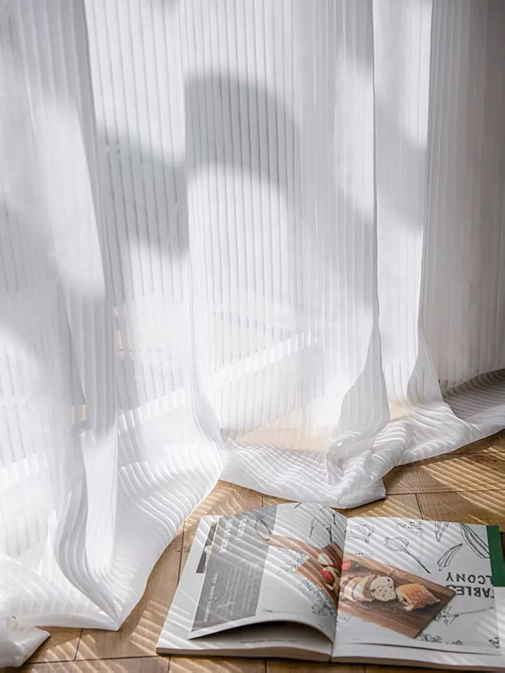 China factory supply stripe style sheer window curtain fabric