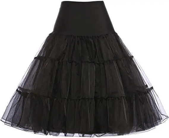 
Women Black Skirt Rockabilly Dress Crinoline Underskirts Petticoat 