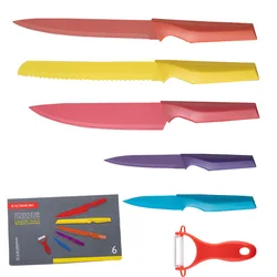 6 PCS Colorful Kitchen Knife Non-stick Coating Home  Stainless Steel Kitchen Knife Set