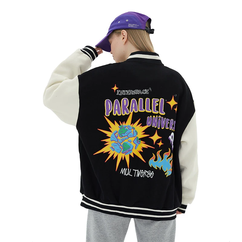 2022 high quality autumn winter american vintage custom printed unisex lover college streetwear baseball varsity jacket