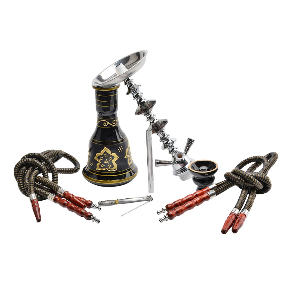 Hot sale Double Hose Hookah Shisha Tobacco Complete Traditional Home Hookah Set with pattern