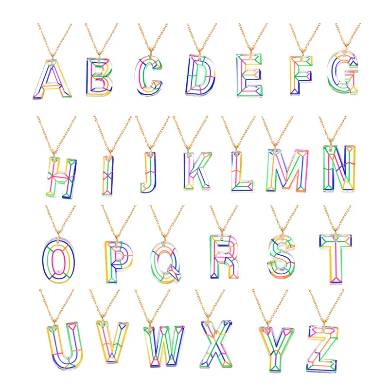 Wholesale US plastic acrylic letter h pendants necklace 26 initial necklace initial letter pendant for women jewelry