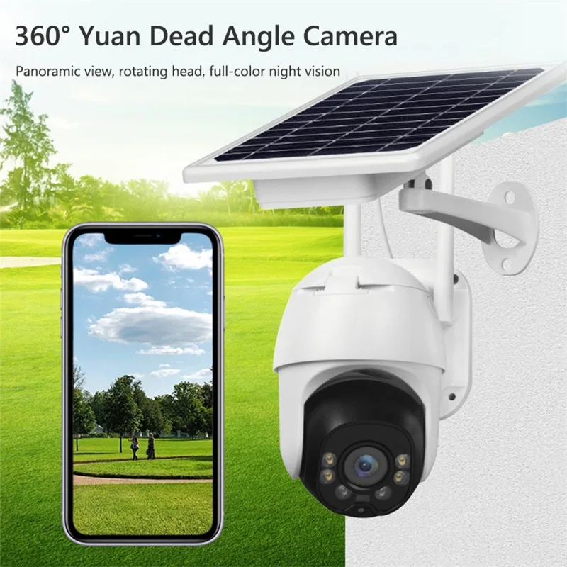 Solar security camera light surveillance cameras wireless PTZ security camera for home work with solar