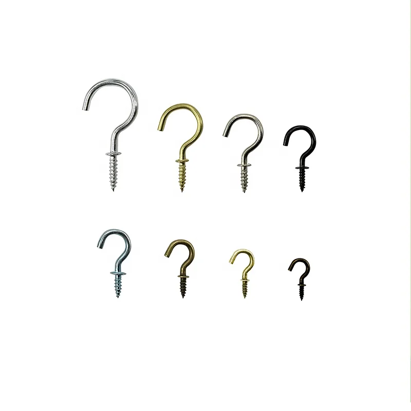 Enci Hardware carbon steel colors cup hook screw hook wood threaded ring hook screw