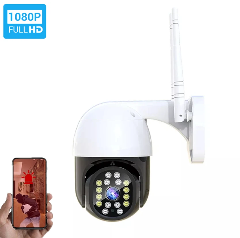 Outdoor IP Camera 1080P WIFI AI Auto Tracking Wireless PTZ Speed Dome CCTV Camera Two Way Audio IR 80m Ycc365 App