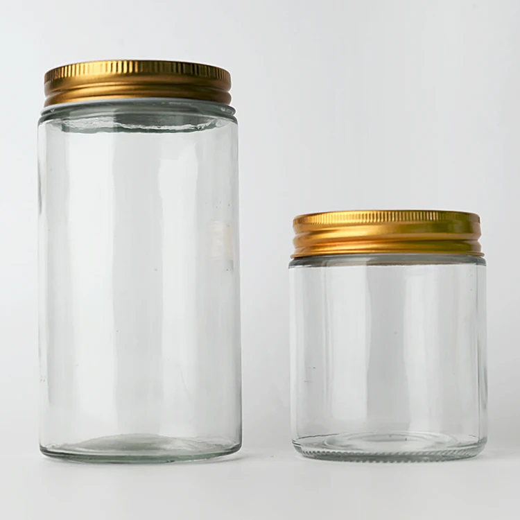 Bpa Free Clear 100Ml 200Ml 300Ml Fruit Package Hermetic Glass Jar With Aluminum Cap