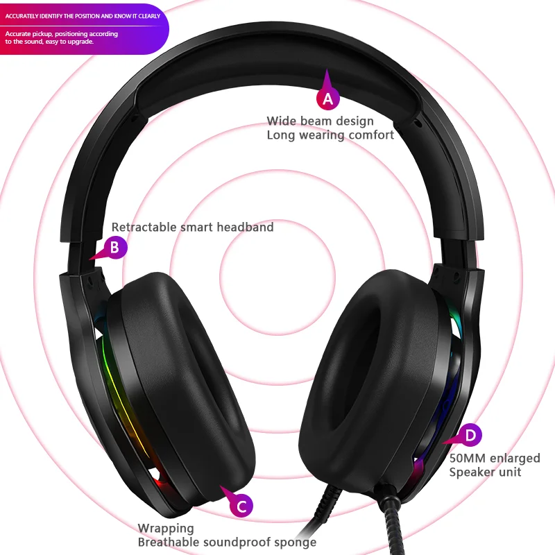 E600 7.1 surround game headset USB headband game audifono noise reduction game headset