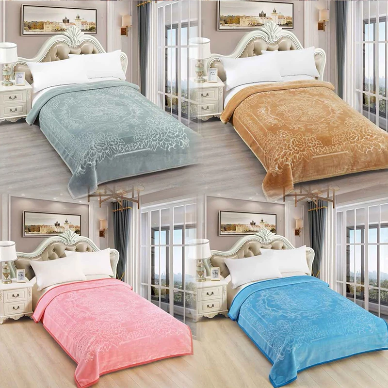 Korean Mink Blanket Wholesale Manufacturer 2 Ply Reversible Silky Super Warm and Cozy Embossed Queen Size Blanket for winter