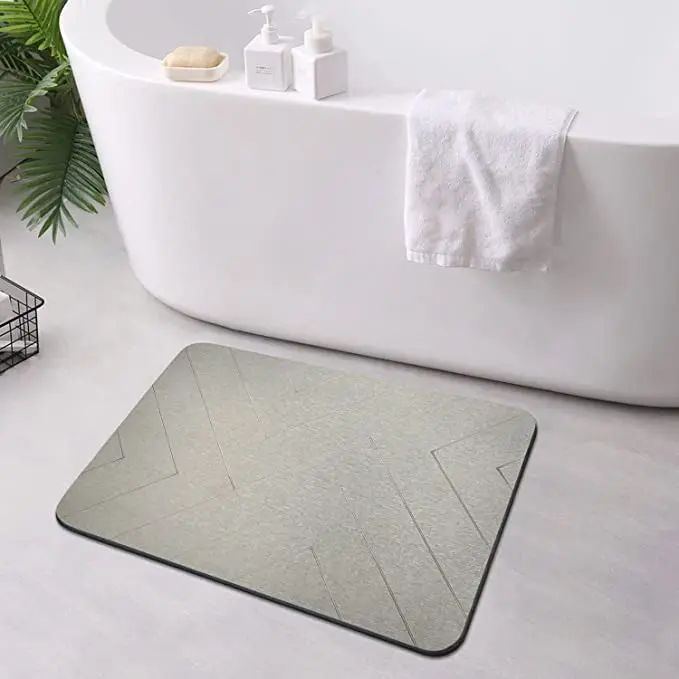 Anti-bacterial and Anti-mildew Quick Drying Diatomaceous  Stone Bath Mat Absorbent and Anti-slip Engraved Diatomite Bath Mat Cus