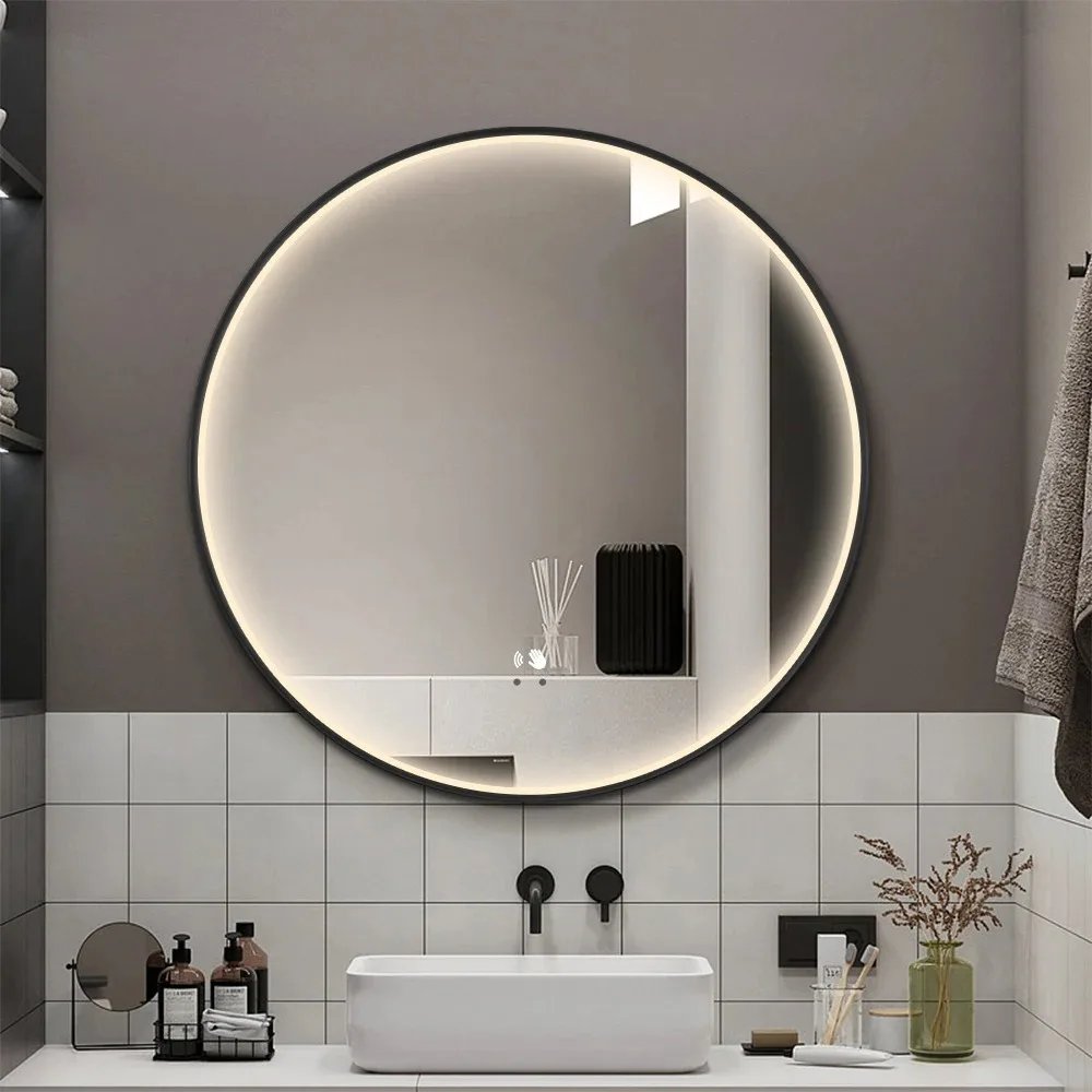 New Design Anti-Explosion Defogger Framed Smart Bathroom Light Mirror Wall Mounted LED Mirror