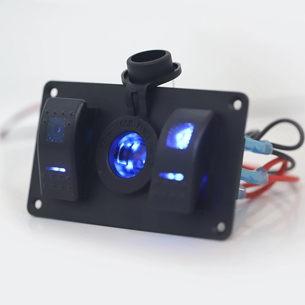 Waterproof Motorcycle Aluminum power marine Combination switch panel with power socket & marine switch