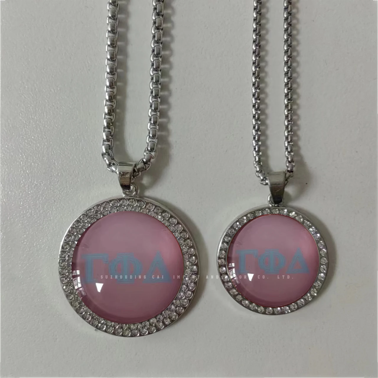 2 Sizes New Arrival Stainless Steel  Gamma Phi Delta Pink Life Member  Women Necklace