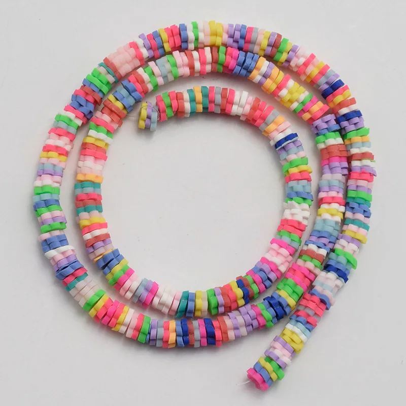 DS Factory Wholesale Cheap 6mm polymer clay beads bulk flat round clay bead strands