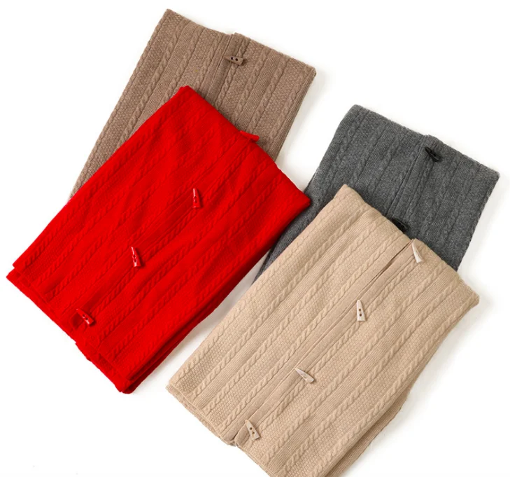 
New autumn and winter cashmere knitted shawl horn button scarf 