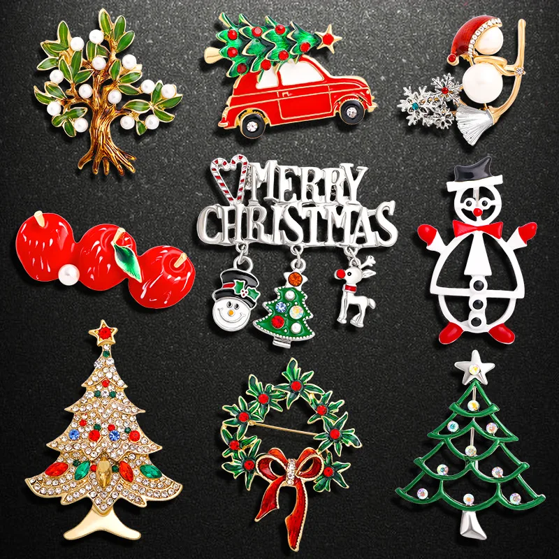 Wholesale Crystal Christmas Brooch Pin Gold Snowflake Women Jewelry Men Gift Brooches